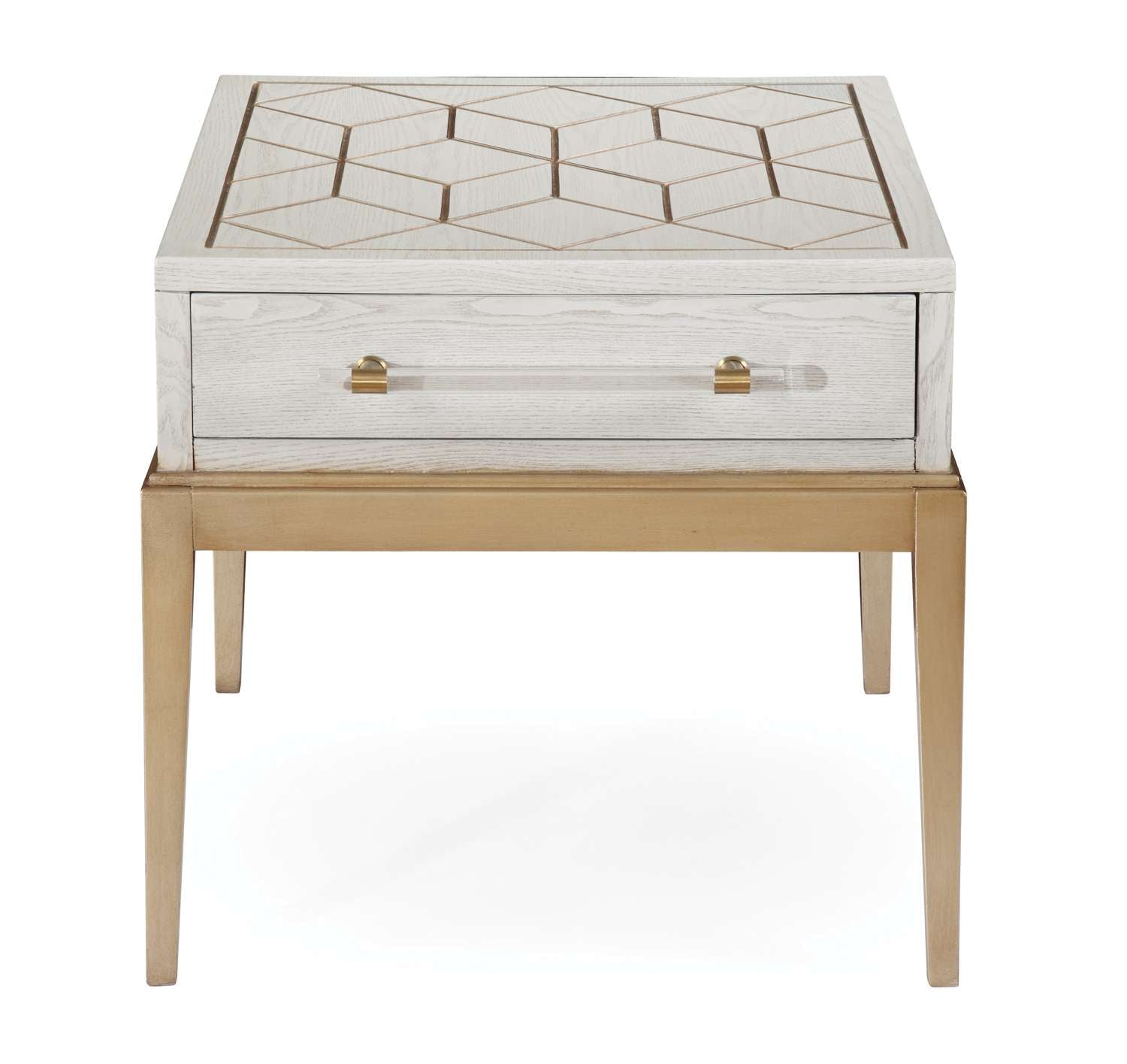 Perrine White End Table - Straight On