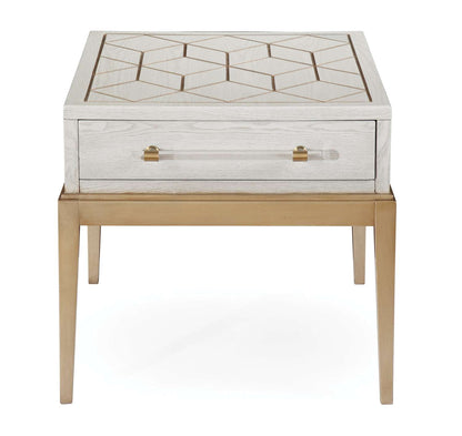 Perrine White End Table - Straight On