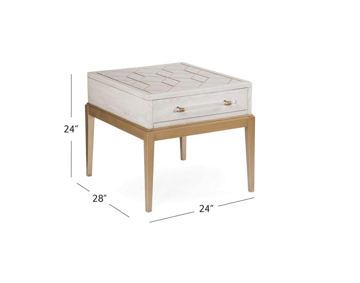 Perrine White End Table - Dimensional