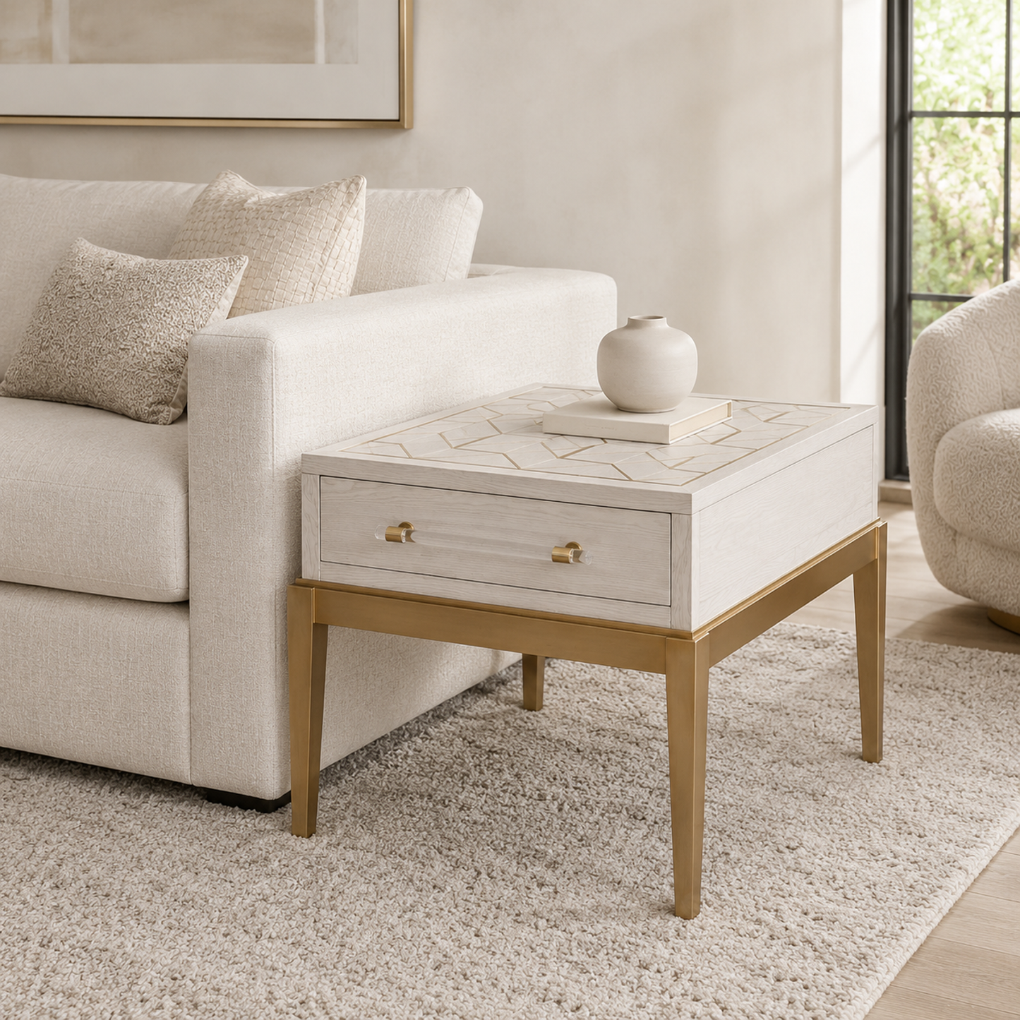 Perrine White End Table - Main