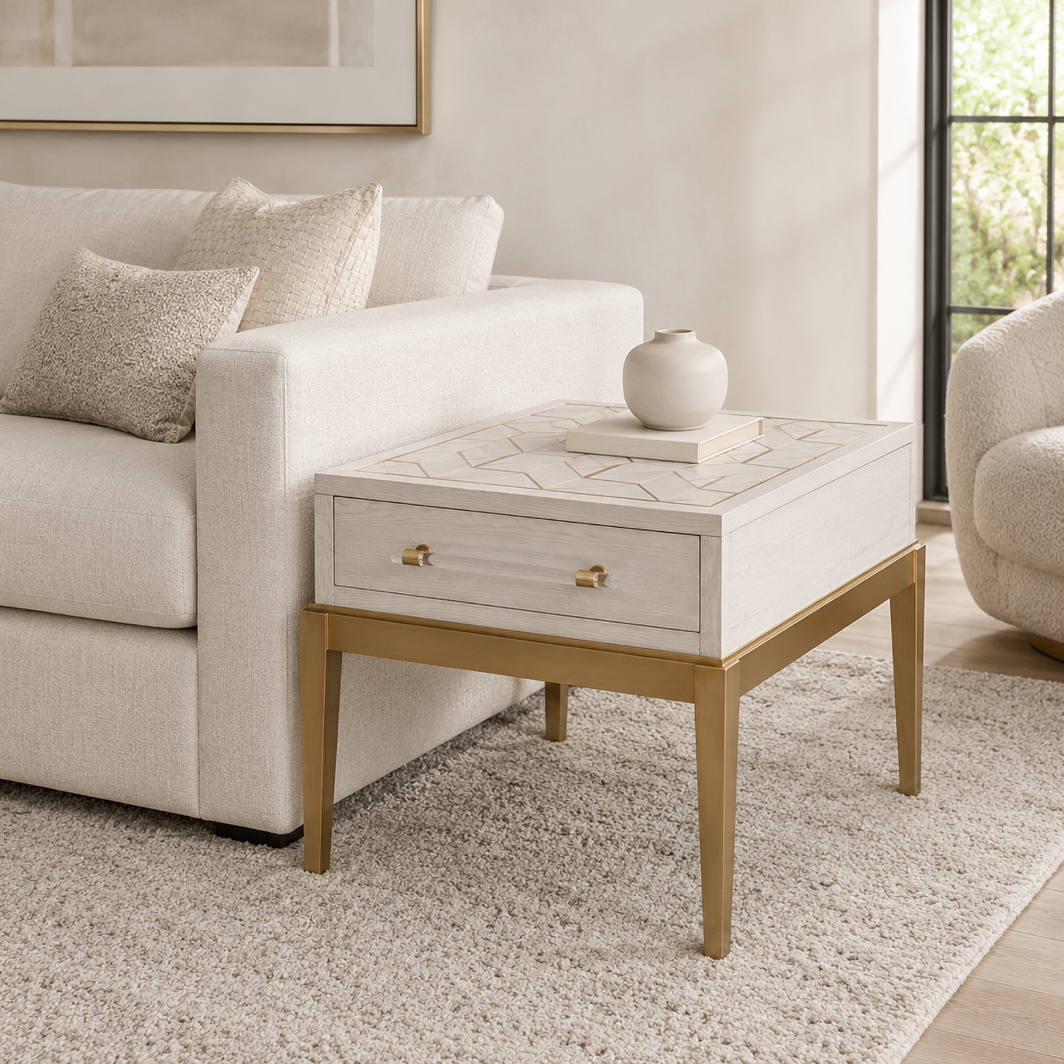 Perrine White End Table - Main