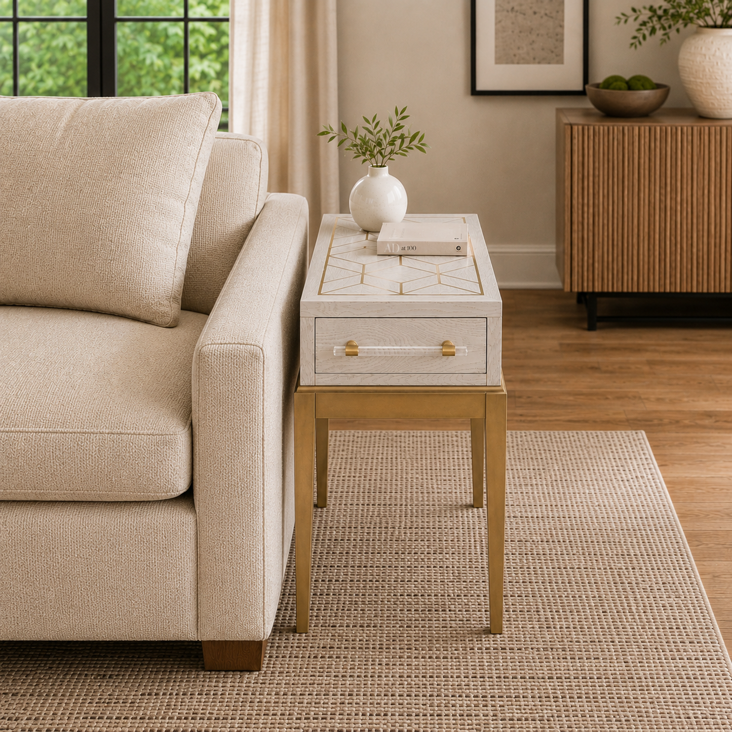 Perrine White Accent Table - Main