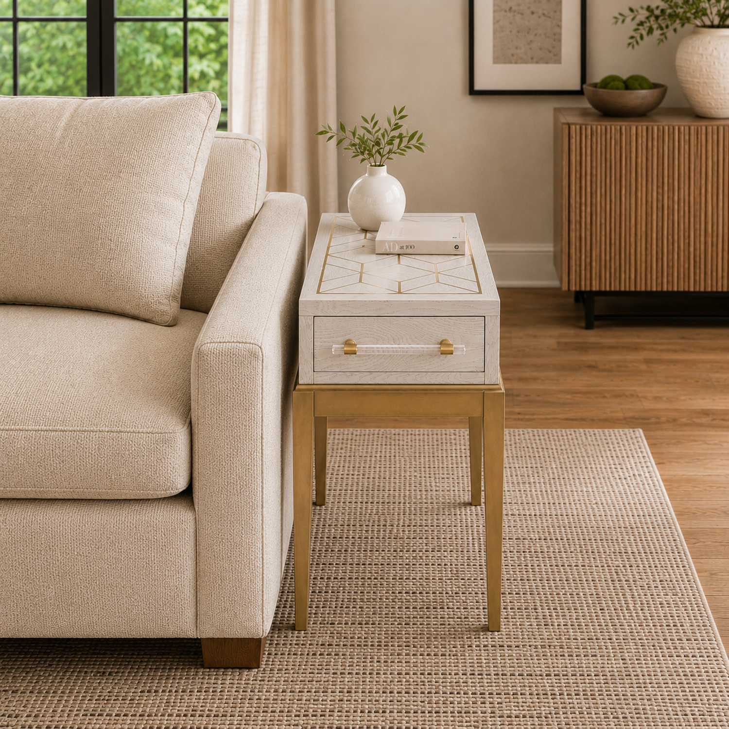 Perrine White Accent Table - Main
