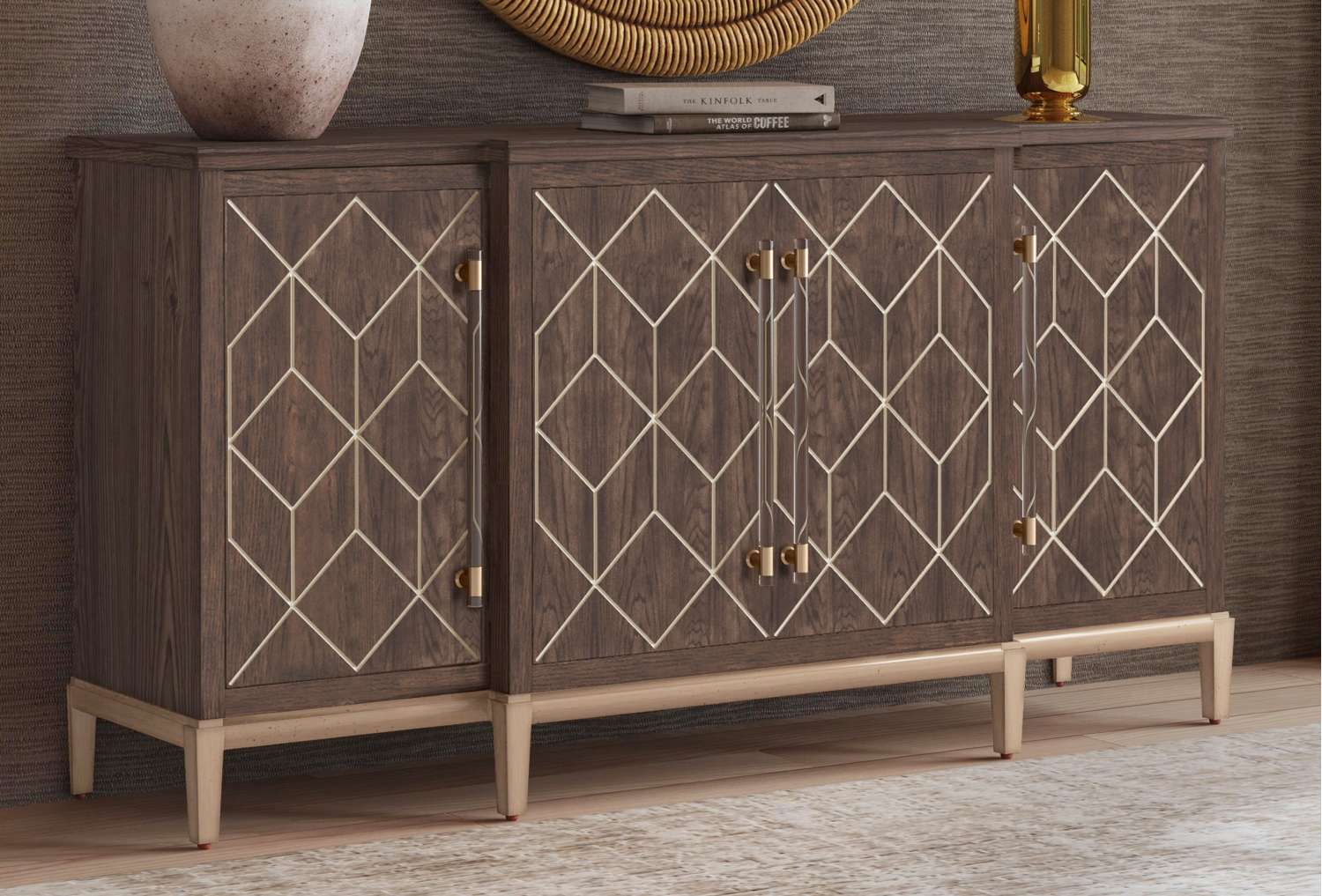 Perrine Brown Oak Server - Room Scene