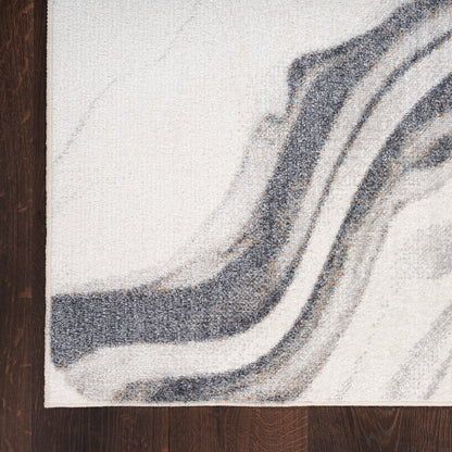 Nourison Astra Ivory & Grey Pet Friendly Machine Washable Rug - Corner