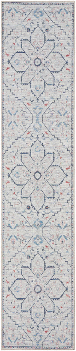 Nourison New Concept Ivory & Blue Machine Washable Rug - 2'2" x 8'