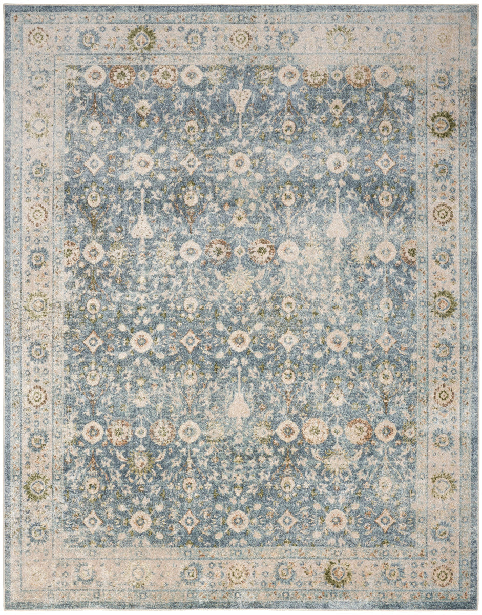 Nourison Astra Teal & Beige Pet Friendly Machine Washable Rug - 6'7" x 9'
