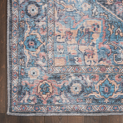 Nourison New Concept Light Blue & Multicolr Machine Washable Rug - Corner