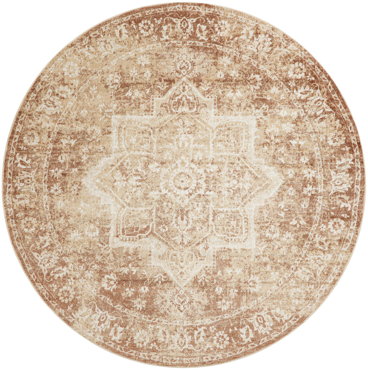Nourison Astra Rust Pet Friendly Machine Washable Rug - 7'10" Round
