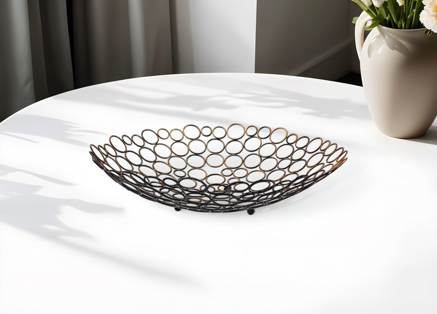 Bronze Metal Round Centerpiece Bowl