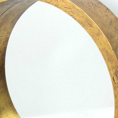 Gold Round Solid Wood Accent Mirror