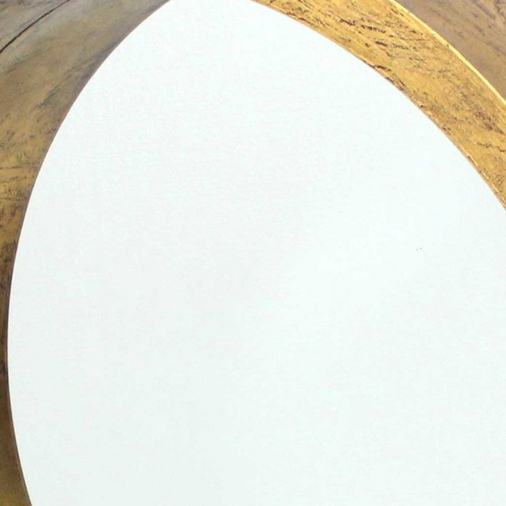 Gold Round Solid Wood Accent Mirror