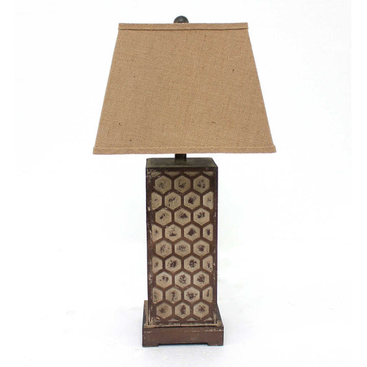 Brown Solid Wood Bedside Table Lamp w/ Shade