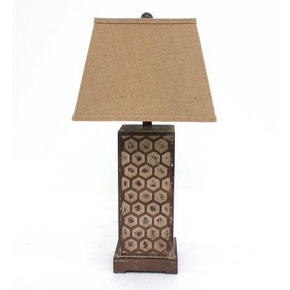Brown Solid Wood Bedside Table Lamp w/ Shade