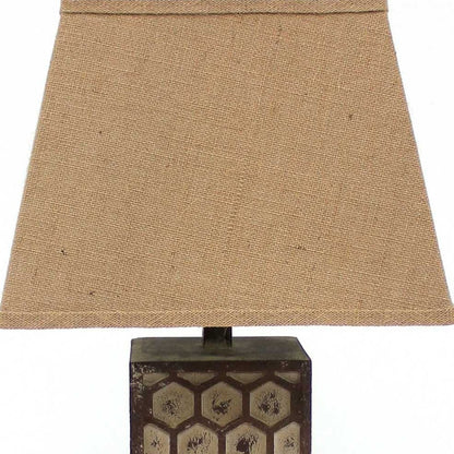 Brown Solid Wood Bedside Table Lamp w/ Shade