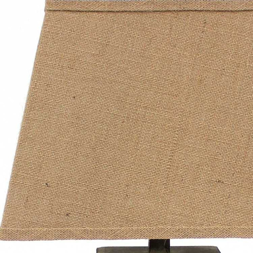 Brown Solid Wood Bedside Table Lamp w/ Shade