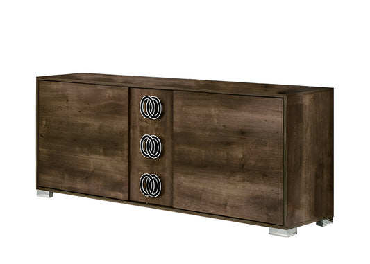 Brown Distressed Solid and Reclaimed Wood 7-Drawer Double Dresser