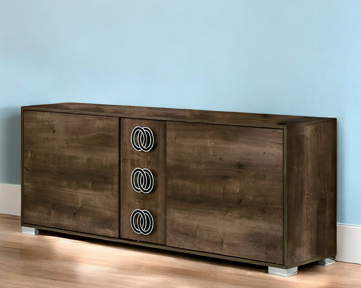 Brown Distressed Solid and Reclaimed Wood 7-Drawer Double Dresser