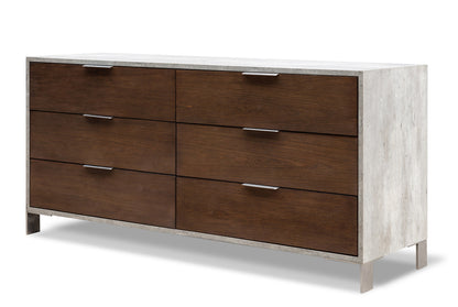 Brown and White Solid Wood 4-Drawer Chest