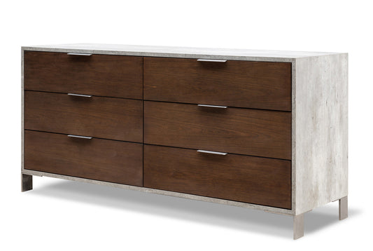 Brown and White Solid Wood 4-Drawer Chest
