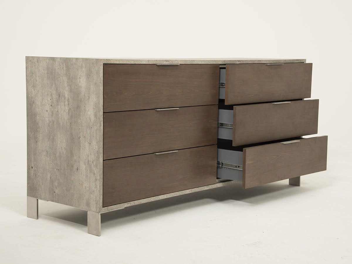 Brown and White Solid Wood 4-Drawer Chest