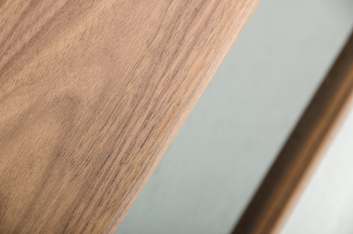 Walnut Veneer Metal & Glass Coffee Table