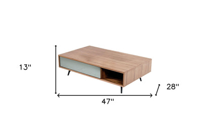 Walnut Veneer Metal & Glass Coffee Table