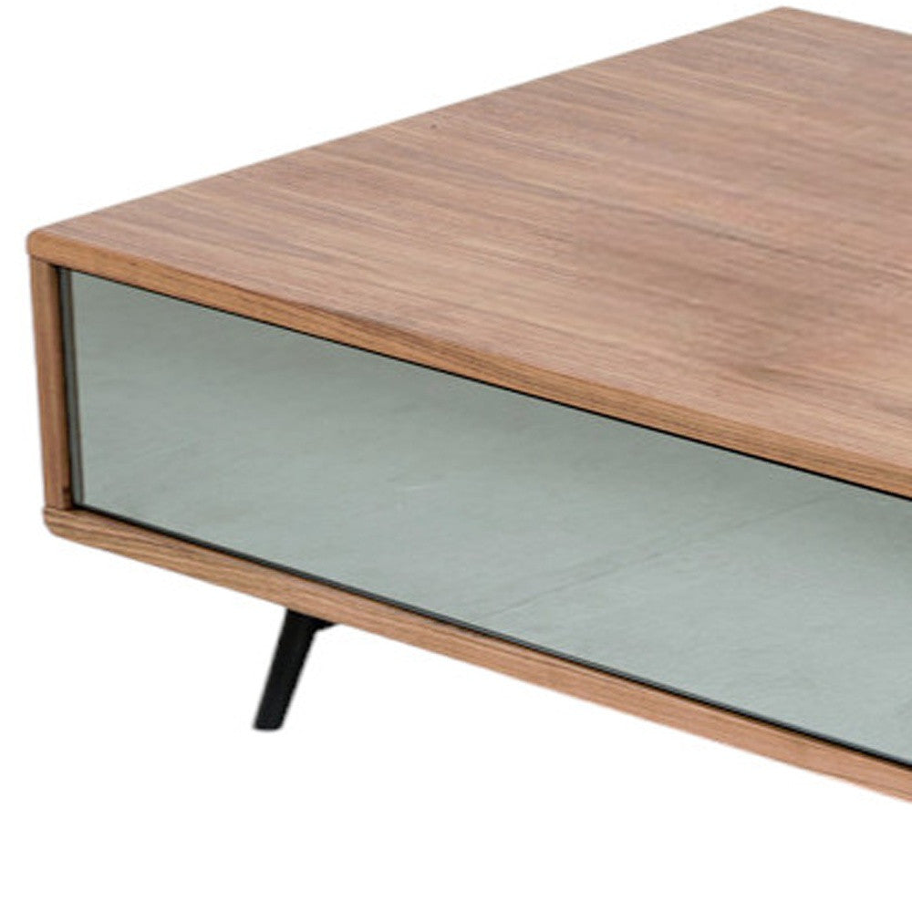 Walnut Veneer Metal & Glass Coffee Table