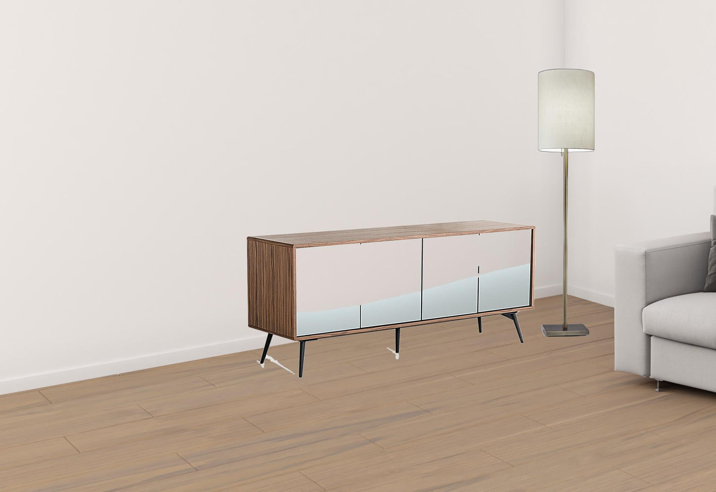 Solid Wood Sideboard w/ Glass Doors
