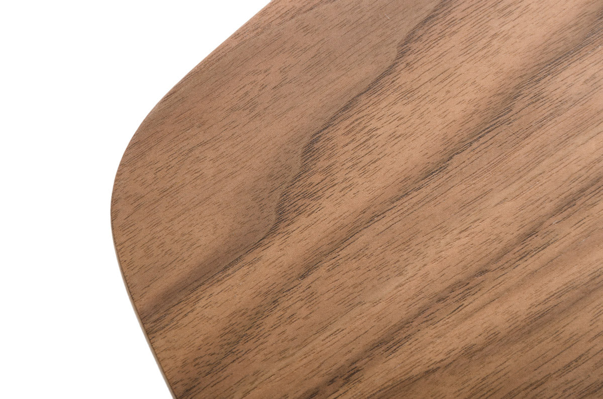 Walnut Veneer Metal & Glass Coffee Table