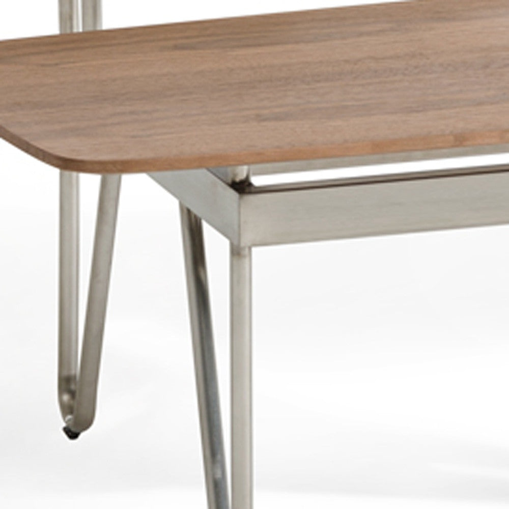 Walnut Veneer Metal & Glass Coffee Table