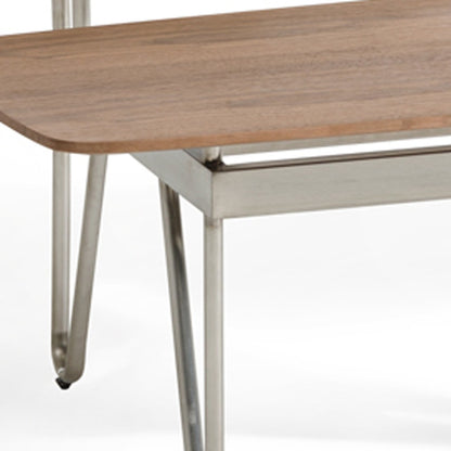 Walnut Veneer Metal & Glass Coffee Table