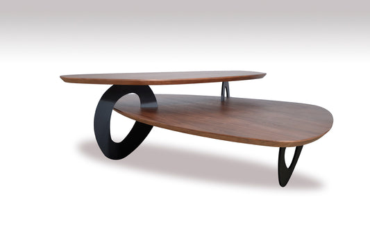 Walnut Veneer & Metal Coffee Table