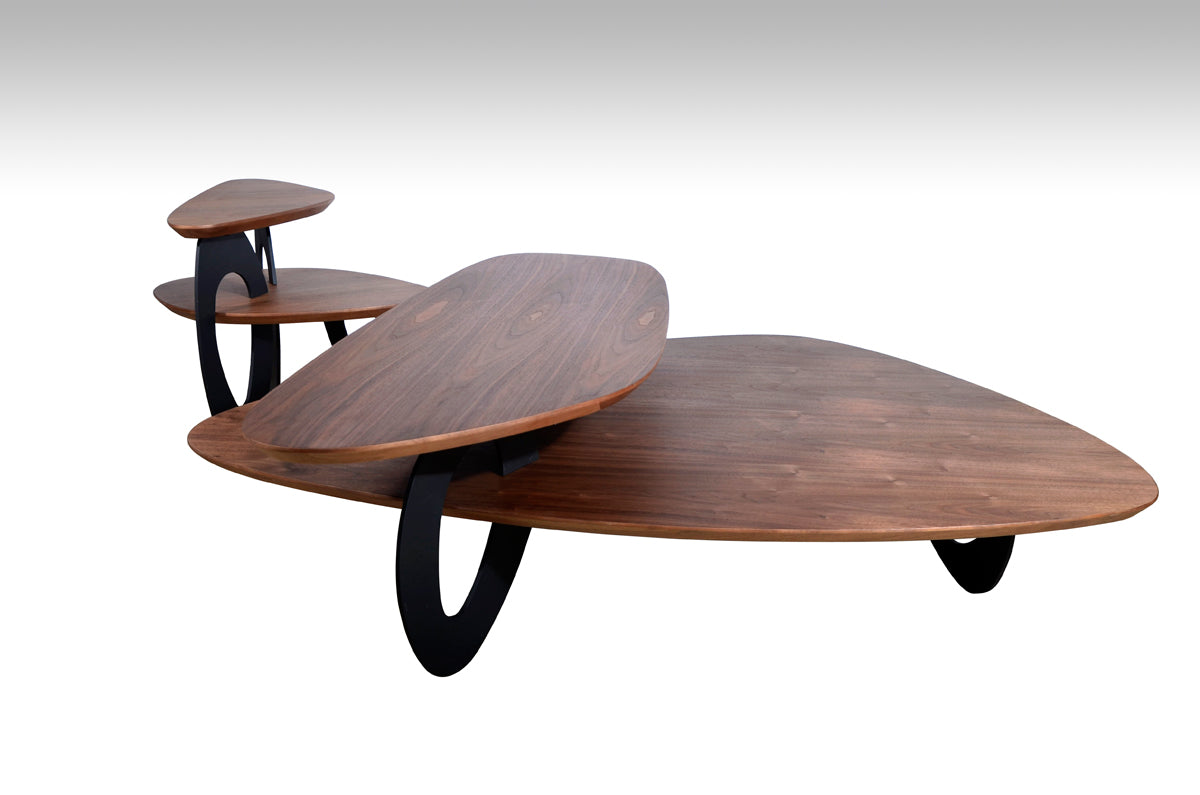 Walnut Veneer & Metal Coffee Table
