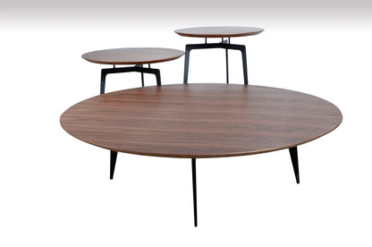 Walnut Veneer & Metal Coffee Table Set