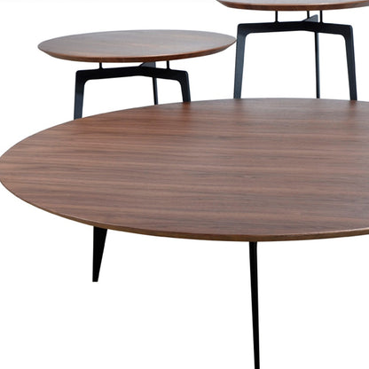 Walnut Veneer & Metal Coffee Table Set