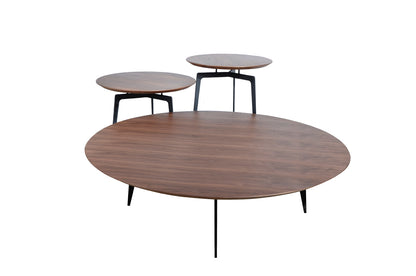 Walnut Veneer & Metal Coffee Table Set