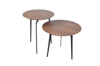 Walnut Veneer & Metal Coffee Table Set