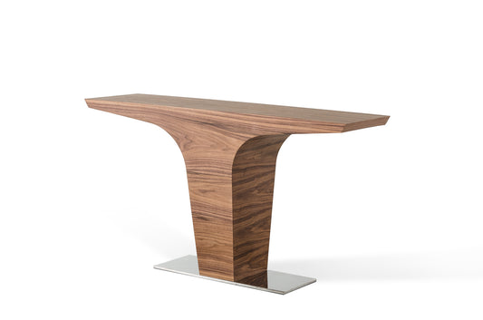 Walnut Veneer & Steel Console Table