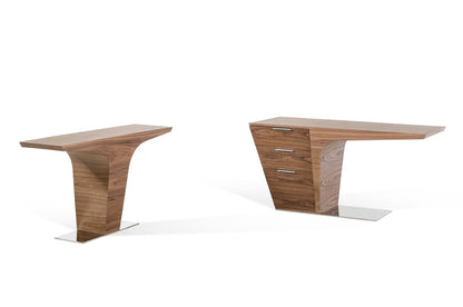Walnut Veneer & Steel Console Table