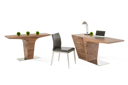Walnut Veneer & Steel Console Table