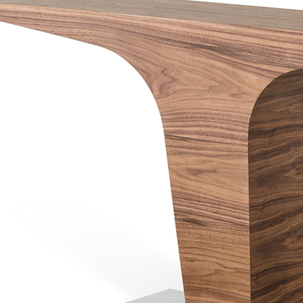 Walnut Veneer & Steel Console Table