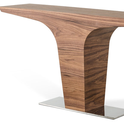 Walnut Veneer & Steel Console Table