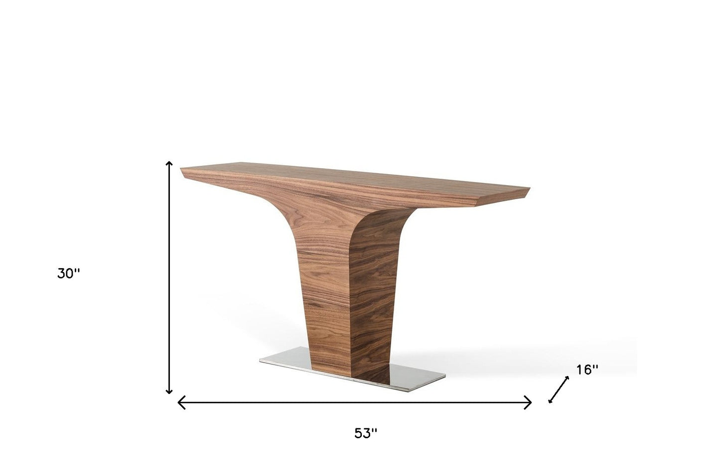 Walnut Veneer & Steel Console Table