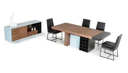 Walnut And Teal Wood  Veneer  And Mdf Dining Table