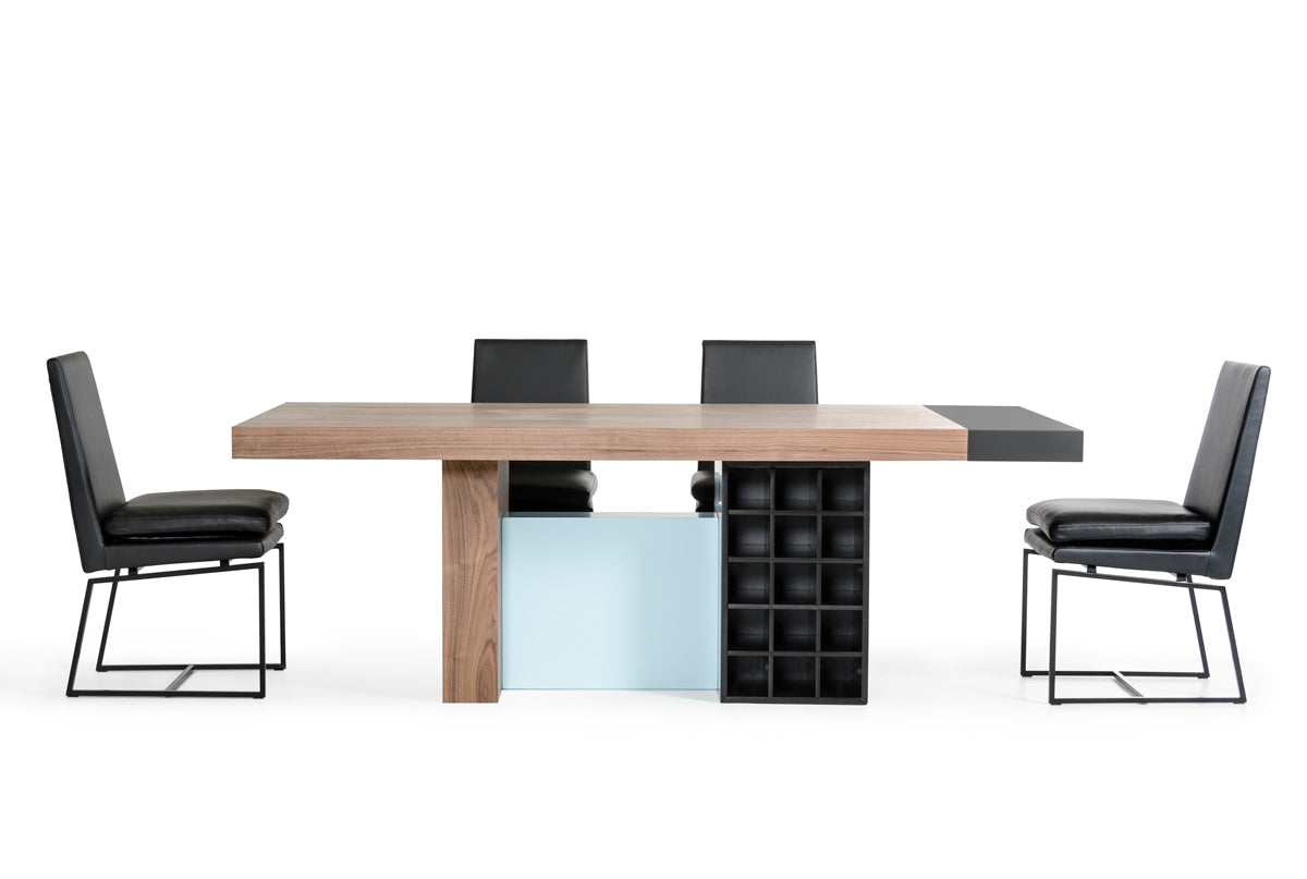 Walnut And Teal Wood  Veneer  And Mdf Dining Table