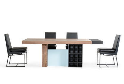Walnut And Teal Wood  Veneer  And Mdf Dining Table