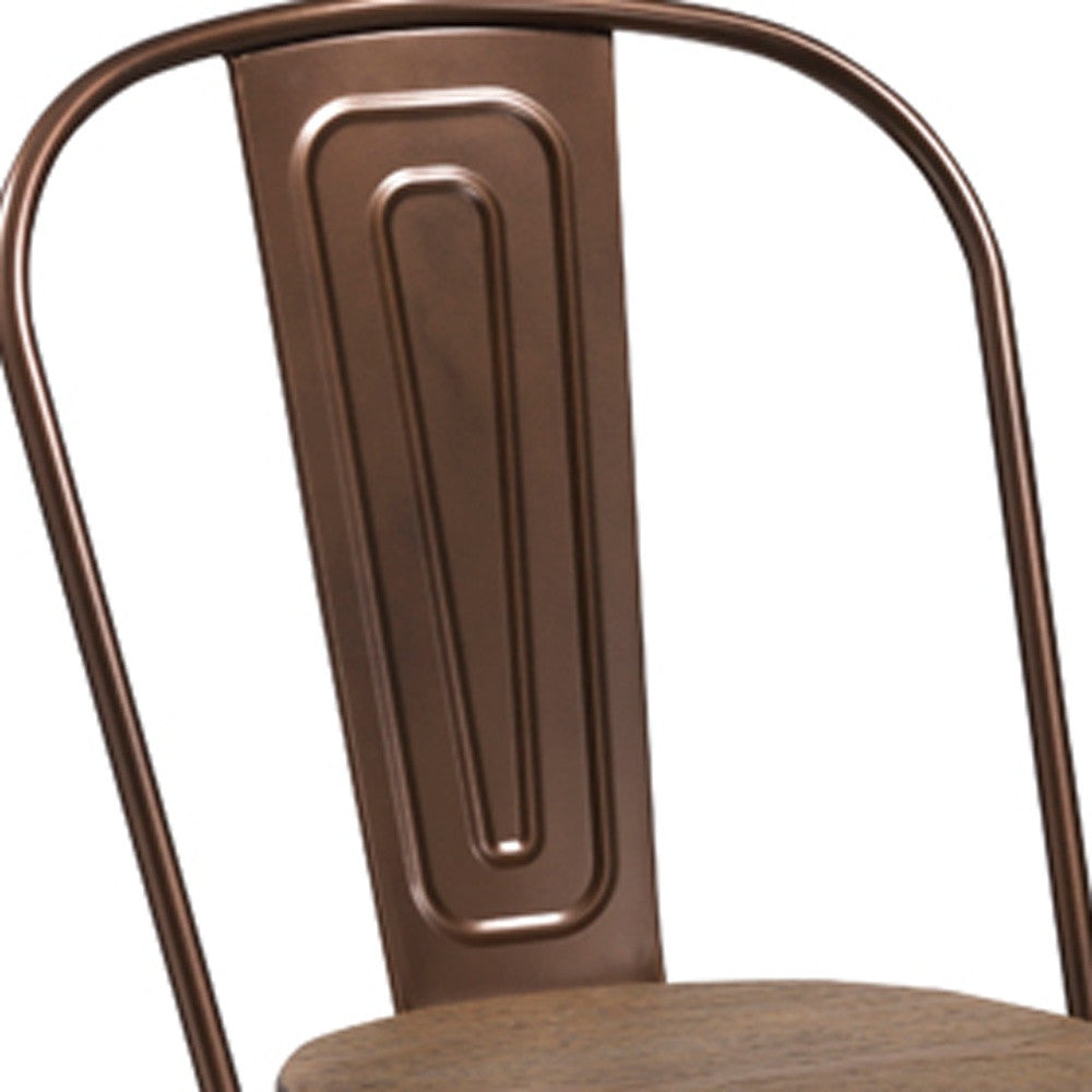 Brown Metal & Wood Dining Chair - Set of 4