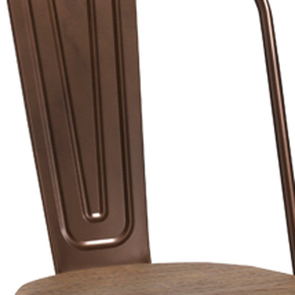 Brown Metal & Wood Dining Chair - Set of 4