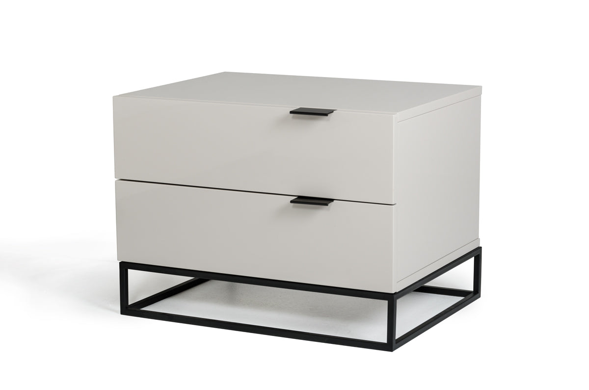 Light Grey w/ Metal Base Nightstand